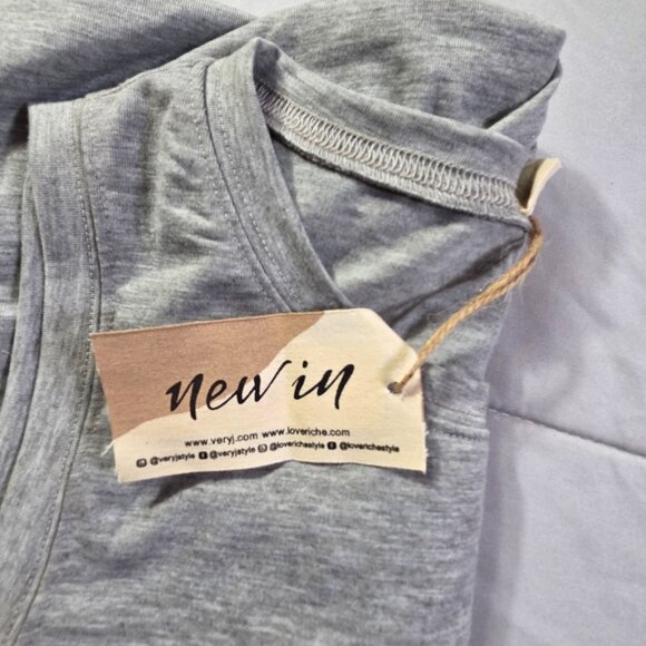 Bodycon Mini Dress Womens L Heather Grey Sleeveless  Ruched Side Soft Stretchy - Picture 7 of 7